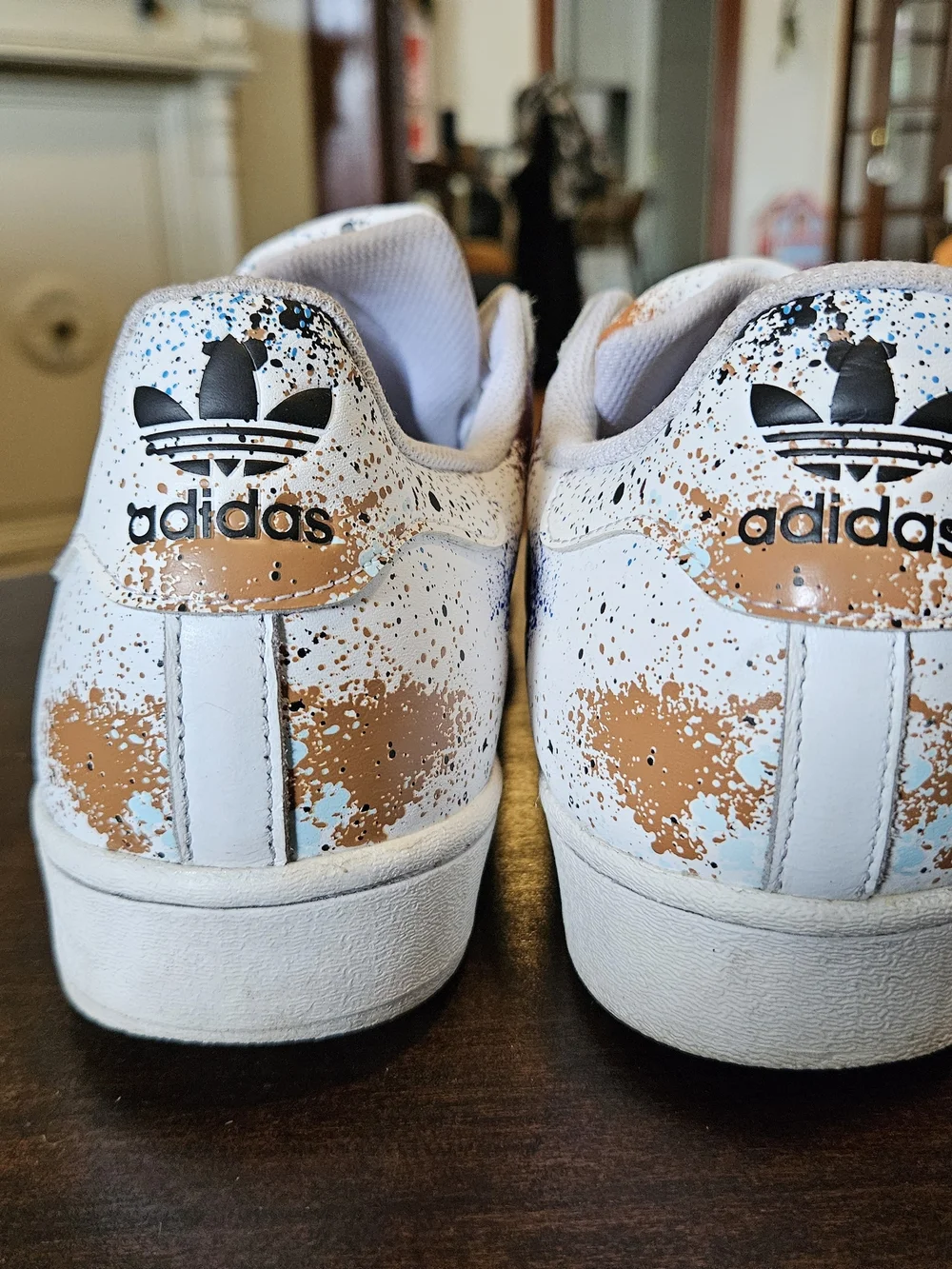 Adidas Superstar White Sneakers with Multicolor Paint Splatter